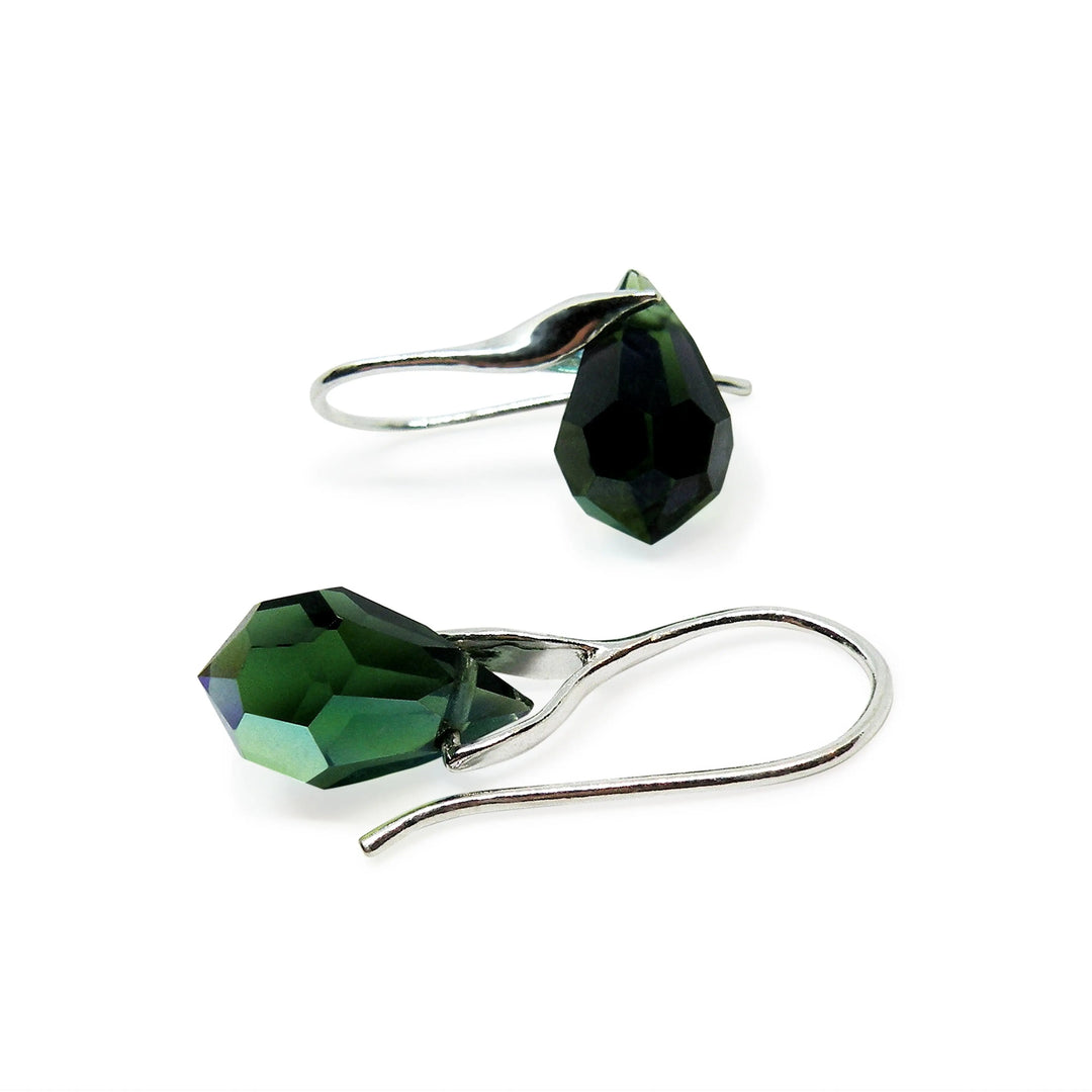 Øreringe, green tourmaline ab crystal drops i forgyldt sterlingsølv og sølv Beadhouse of Copenhagen