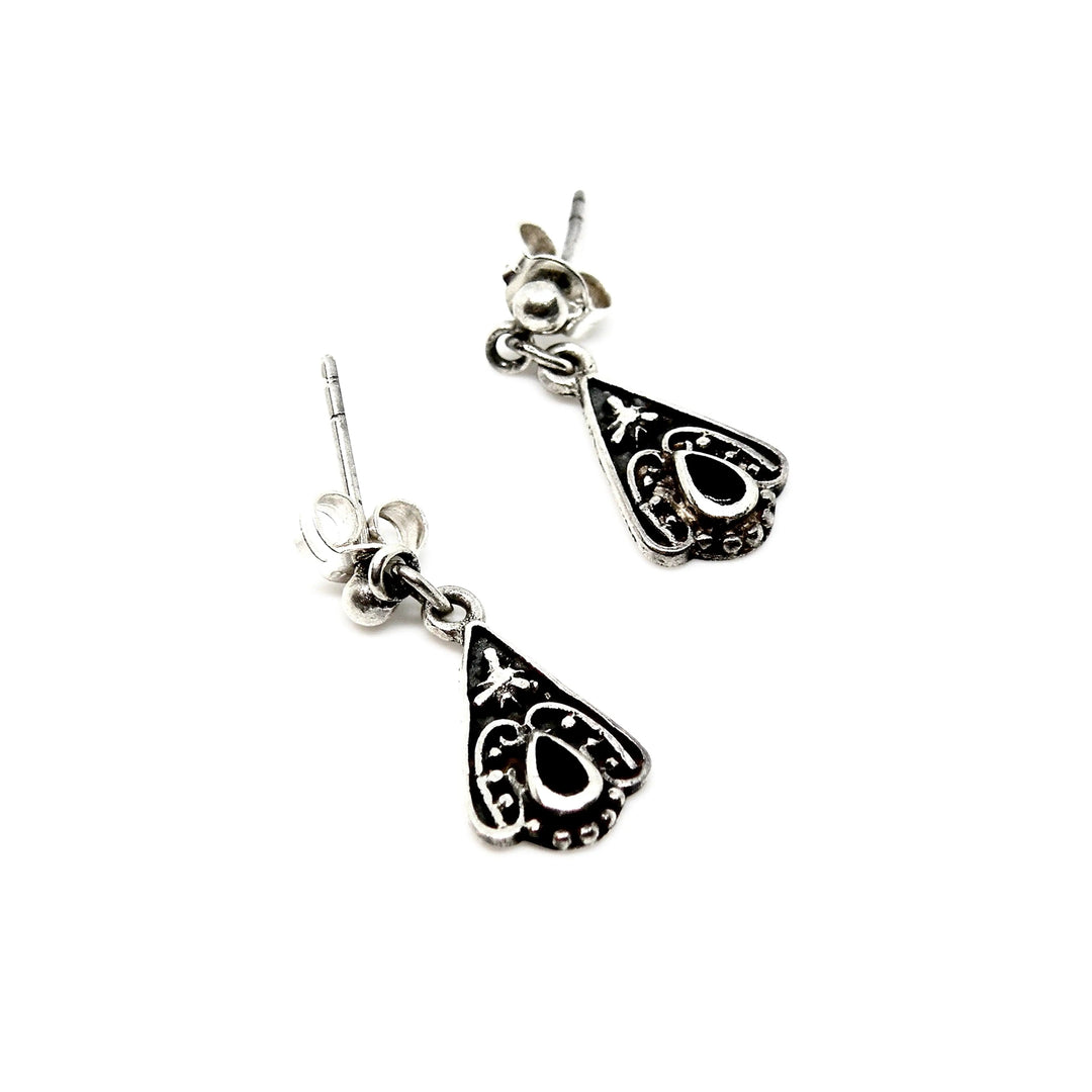 Øreringe, ørestikkere triangulært med ornamenter, sterlingsølv, 21 mm Beadhouse of Copenhagen