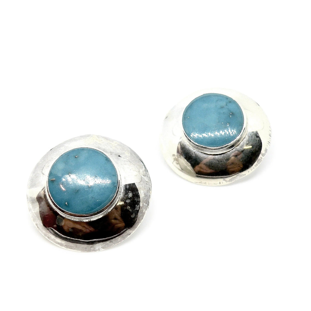 Øreringe, ørestikkere rund minimalistisk med smykkesten, sterlingsølv, 20 mm Beadhouse of Copenhagen