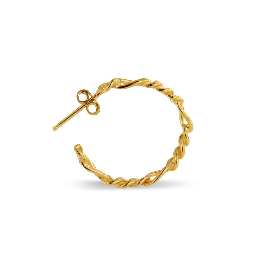 Øreringe, ørestikkere hoop af figaro kæde, forgyldt sterlingsølv Aura