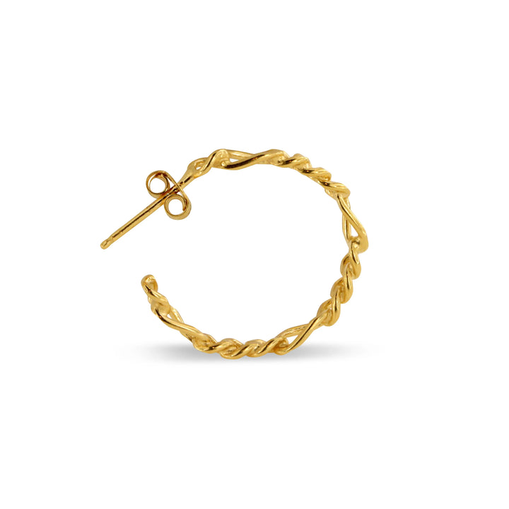 Øreringe, ørestikkere hoop af figaro kæde, forgyldt sterlingsølv Aura