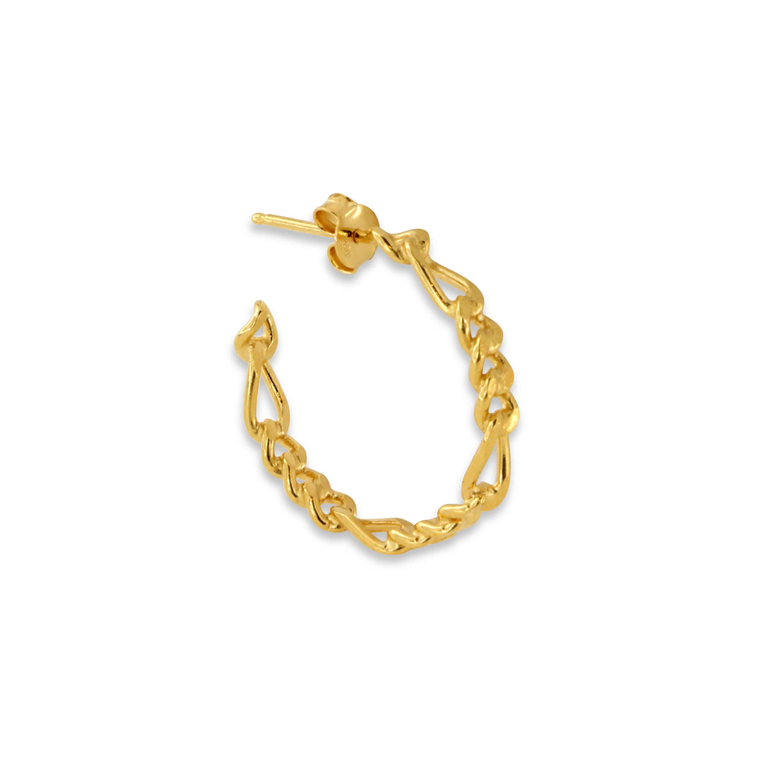 Øreringe, ørestikkere hoop af figaro kæde, forgyldt sterlingsølv Aura