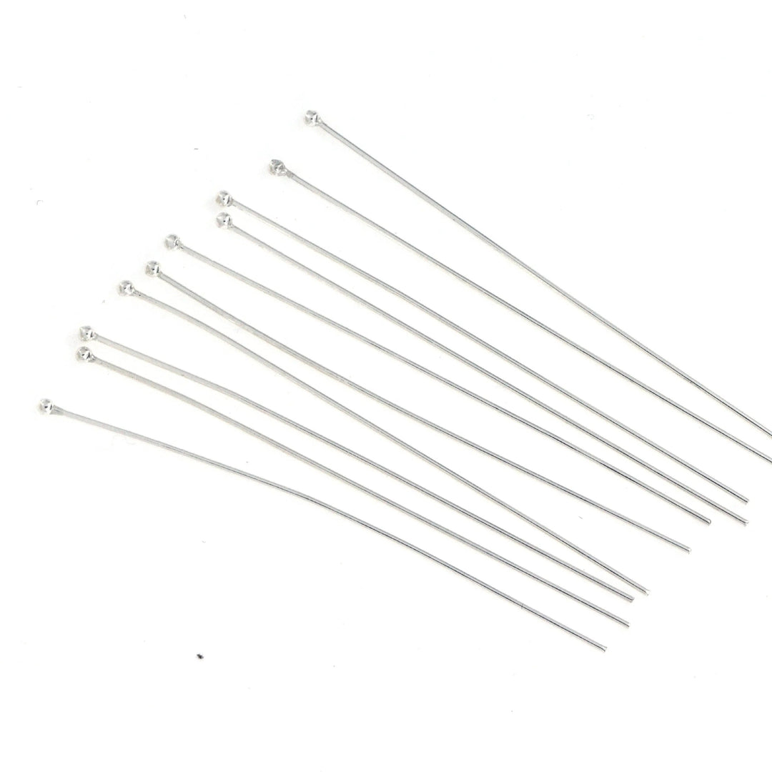 Headpin. perlestav i forsølvet messing med kugle  50x0,5mm. Fritz