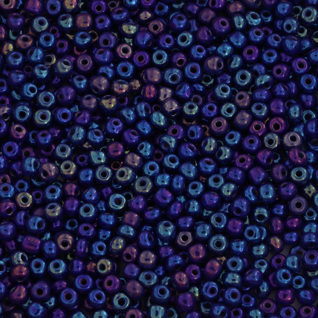 Blå glasperler, preciosa, blue metal iris, storkøb Preciosa