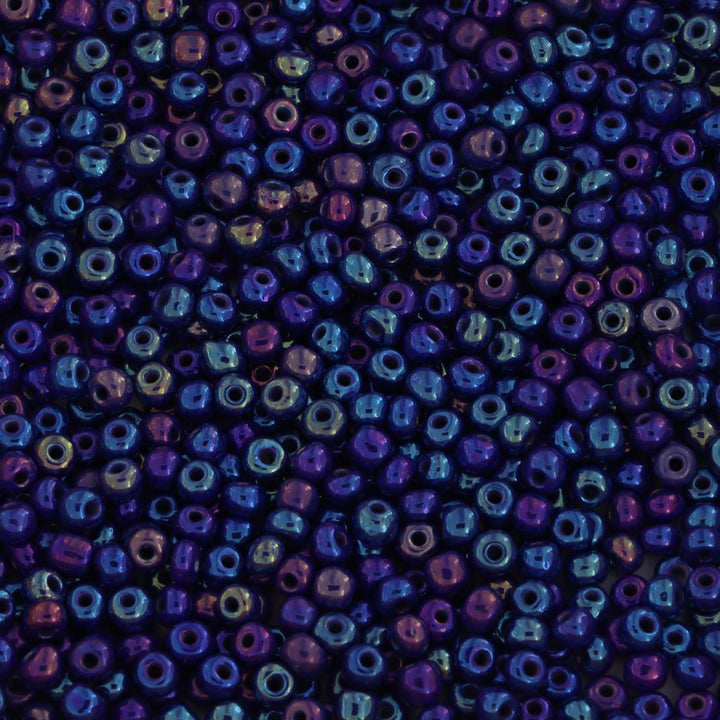 Blå glasperler, preciosa, blue metal iris, storkøb Preciosa