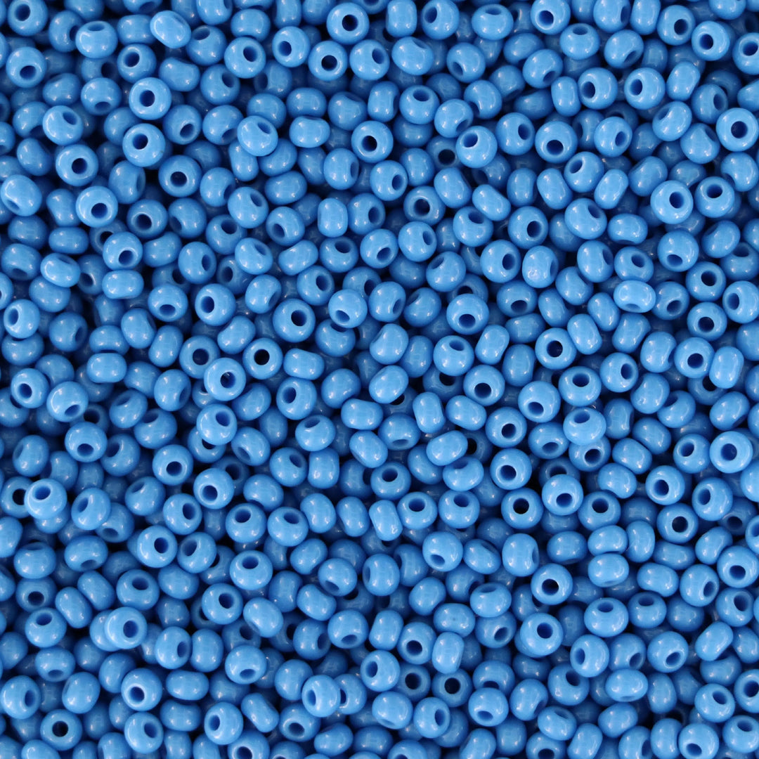 Blå glasperler, preciosa, natural opaque turquoise blue, storkøb Preciosa