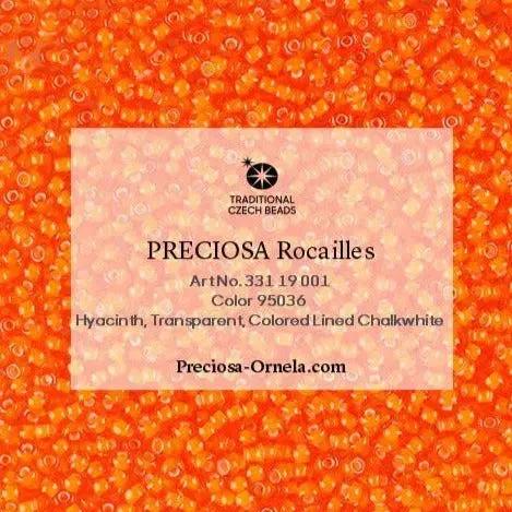 Orange glasperler, preciosa, whitelined transparent hyacinth Preciosa