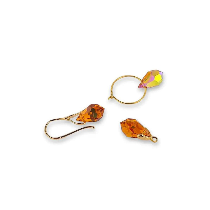 Sorte glasperler, preciosa crystal drops, jet ab, 6 x 10 mm Beadhouse of Copenhagen