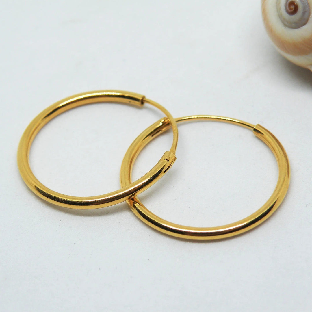 Øreringe, hoops, 20 mm, sterlingsølv og forgyldt sterlingsølv BLT