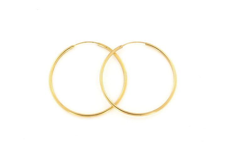 Øreringe, hoops, 50 mm, forgyldt og sterlingsølv BLT