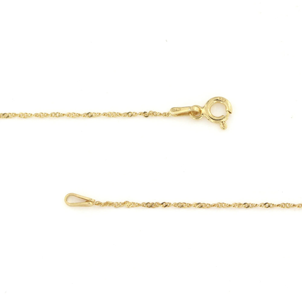 Halskæde, singapore kæde, forgyldt og sterlingsølv, 40-50 cm/1,2mm Silveks