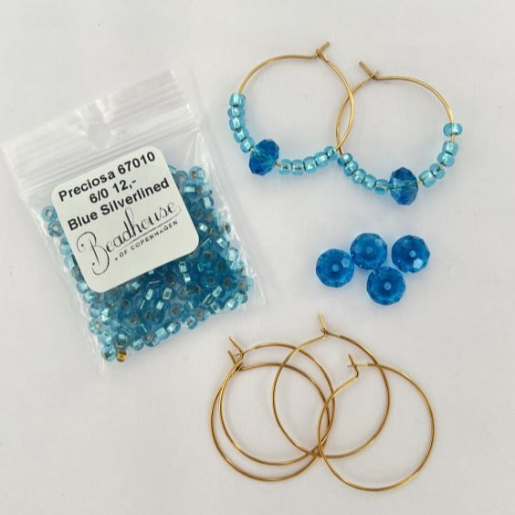 Find Diy kit, øreringe, blå rondel og blå silverlined, forgyldt messing hos Beadhouse of Copenhagen i dag, med en altid hurtig levering!