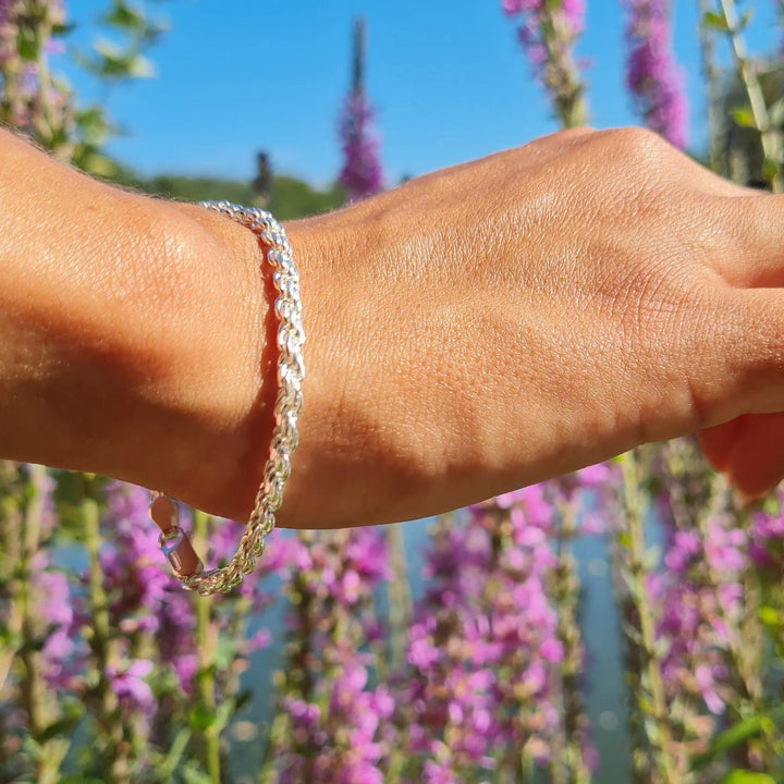 Armbånd, cordel kæde, sterlingsølv, 16-19 cm/3,2 mm Spain