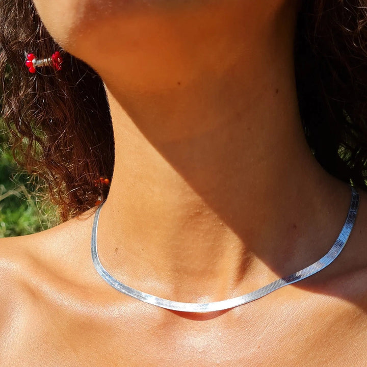 Halskæde, snake kæde, sterlingsølv og forgyldt, 40-50cm/4,5mm Spain