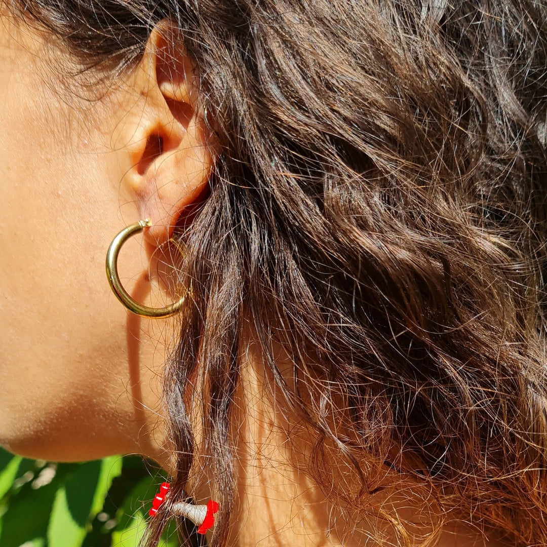 Øreringe, hoops, forgyldt sterlingsølv, 28 x 4 mm 117c Italy