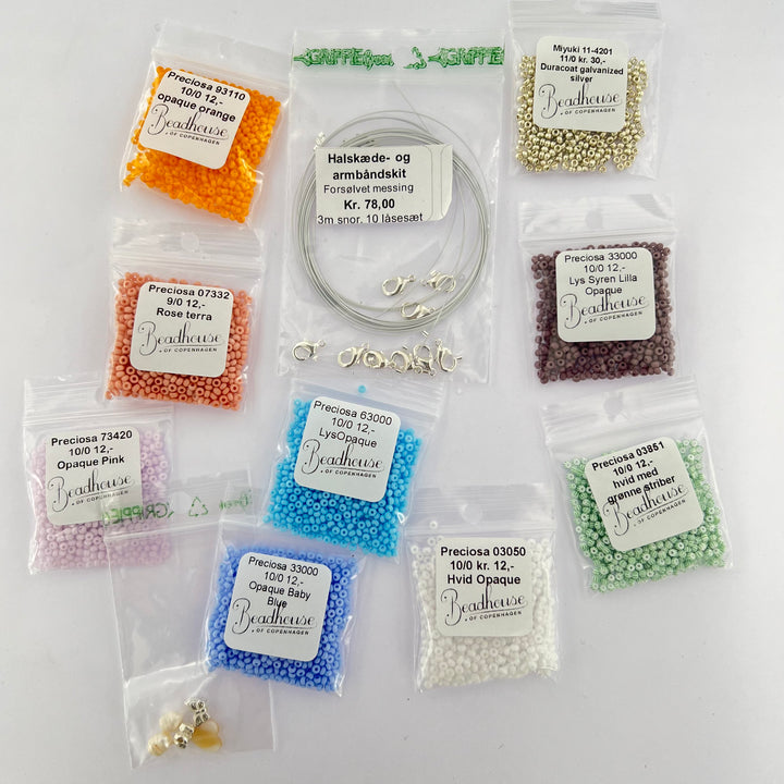 Find Diy kit, glasperlesæt, pastel, armbånd og halskæder, forsølvet messing hos Beadhouse of Copenhagen i dag, med en altid hurtig levering!