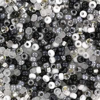 Find Blandede glasperler, miyuki rocailles seed beads, black and white mix hos Beadhouse of Copenhagen i dag, med en altid hurtig levering!