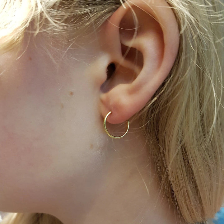 Øreringe, hoops, 14 mm, sterlingsølv og forgyldt sterlingsølv BLT