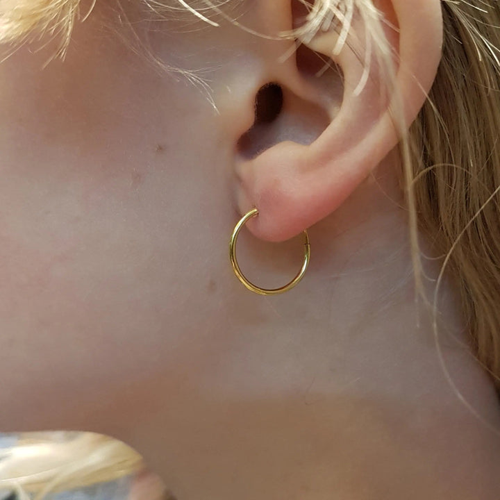 Øreringe, hoops, 16 mm, sterlingsølv og forgyldt sterlingsølv BLT